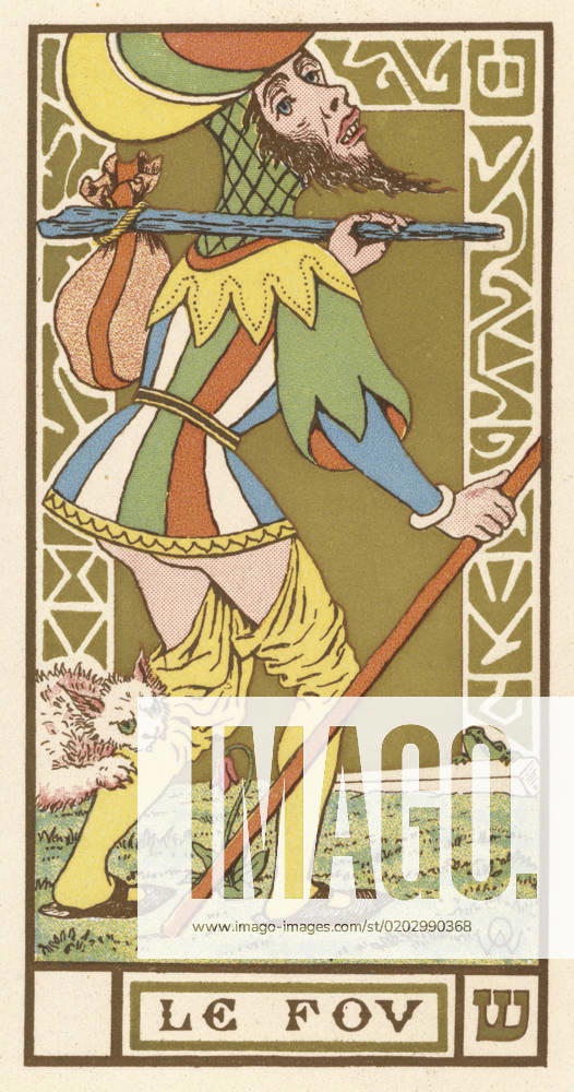 Tarot Card 22 - Le Fou (The Fool) Tarot Card 22 - Le Fou or Le Mat (The Fool). Date: 20th century