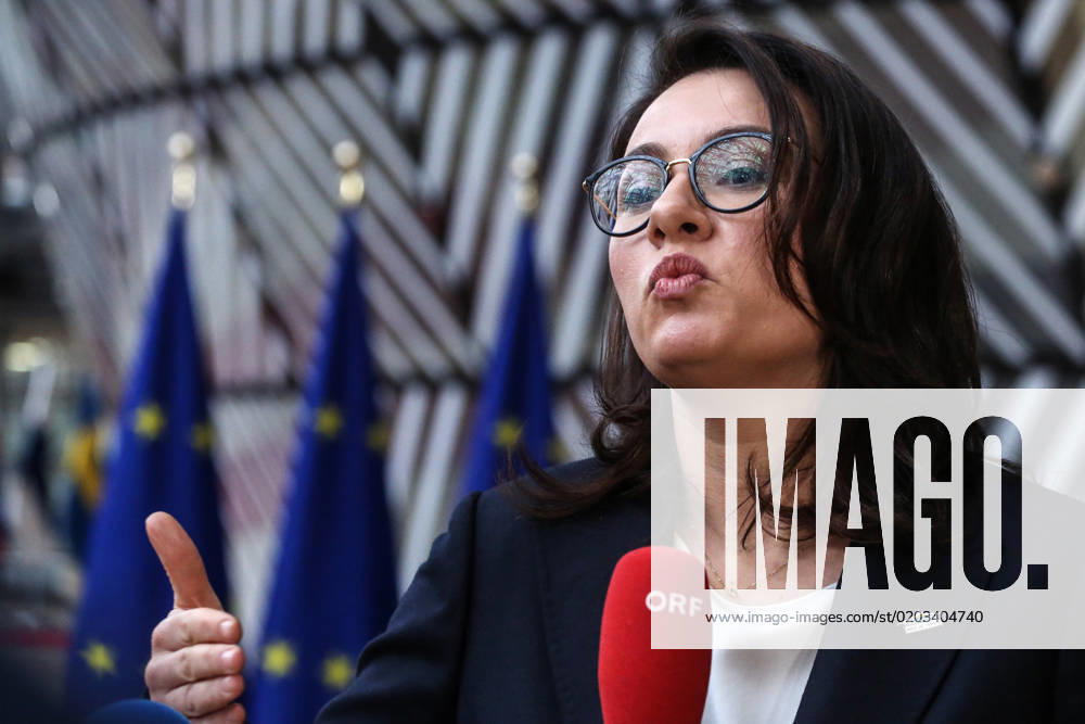Yulia Svyrydenko, First Deputy Prime Minister and Minister of Economy of Ukraine, during a press declaration following a meeting of the Committee of the Permanent Representatives of the Governments of the Member States to the European Union (Coreper) in Brussels, Belgium, February 22, 2023. Brussels Belgium - ZUMAm177 20230222_zip_m177_006
