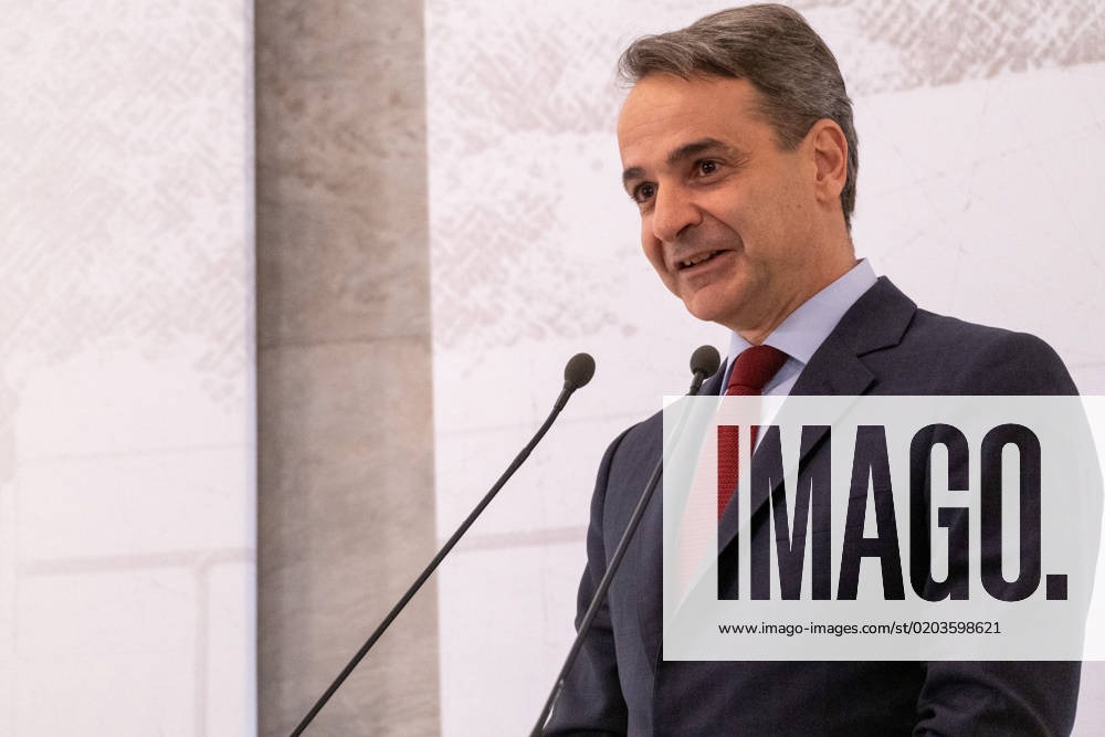 GREECE - ATHENS - PRESENTATION OF THE ARCHITECTURAL PLAN FOR THE EXPANSION AND UPGRADE OF THE NATIONAL ARCHAEOLOGICAL MUSEUM WITH THE PRIME MINISTER KYRIAKOS MITSOTAKIS Greece, Athens on 2023-02-15. Greek Prime Minister Kyriakos Mitsotakis attends and speaks at the presentation of the architectural plan for the expansion and upgrading of the National Archaeological Museum. Photograph by Martin Bertrand. Grece, Athenes le 2023-02-15. Le Premier Ministre Grec Kyriakos Mitsotakis assiste et prend la parole lors de la presentation du plan architectural d agrandissement et de mise a niveau du Musee Archeologique National. Photographie de Martin Bertrand. Athens Greece