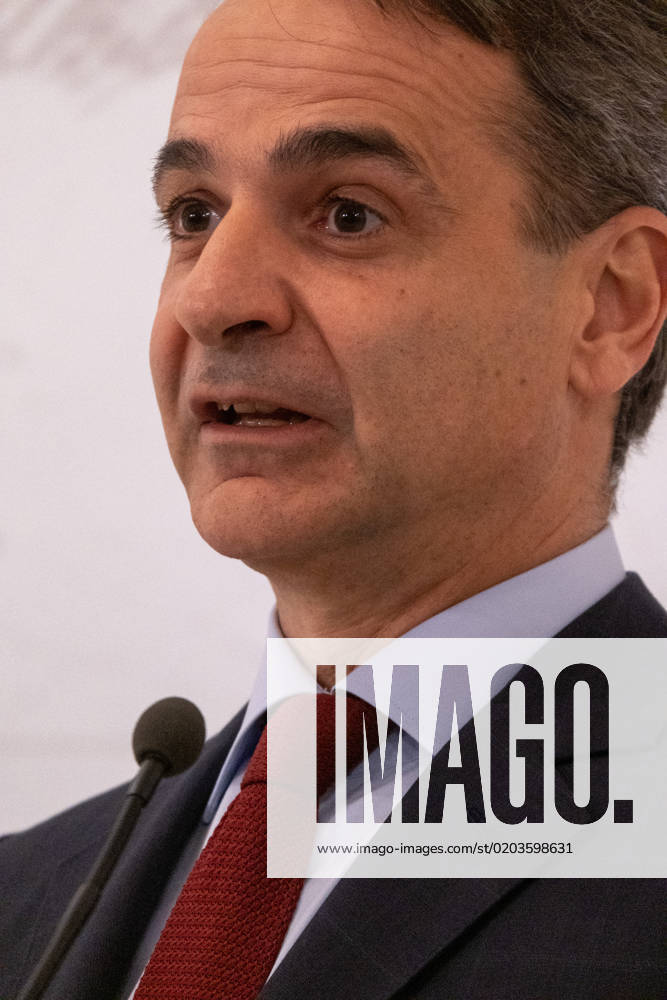 GREECE - ATHENS - PRESENTATION OF THE ARCHITECTURAL PLAN FOR THE EXPANSION AND UPGRADE OF THE NATIONAL ARCHAEOLOGICAL MUSEUM WITH THE PRIME MINISTER KYRIAKOS MITSOTAKIS Greece, Athens on 2023-02-15. Greek Prime Minister Kyriakos Mitsotakis attends and speaks at the presentation of the architectural plan for the expansion and upgrading of the National Archaeological Museum. Photograph by Martin Bertrand. Grece, Athenes le 2023-02-15. Le Premier Ministre Grec Kyriakos Mitsotakis assiste et prend la parole lors de la presentation du plan architectural d agrandissement et de mise a niveau du Musee Archeologique National. Photographie de Martin Bertrand. Athens Greece