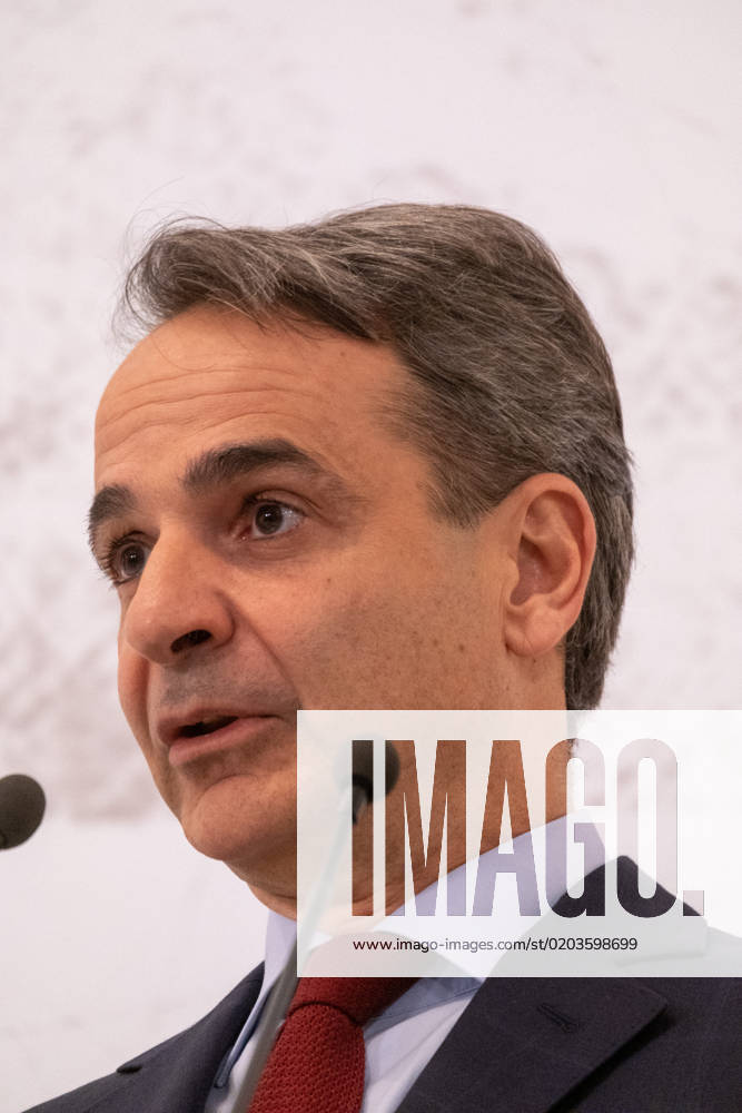 GREECE - ATHENS - PRESENTATION OF THE ARCHITECTURAL PLAN FOR THE EXPANSION AND UPGRADE OF THE NATIONAL ARCHAEOLOGICAL MUSEUM WITH THE PRIME MINISTER KYRIAKOS MITSOTAKIS Greece, Athens on 2023-02-15. Greek Prime Minister Kyriakos Mitsotakis attends and speaks at the presentation of the architectural plan for the expansion and upgrading of the National Archaeological Museum. Photograph by Martin Bertrand. Grece, Athenes le 2023-02-15. Le Premier Ministre Grec Kyriakos Mitsotakis assiste et prend la parole lors de la presentation du plan architectural d agrandissement et de mise a niveau du Musee Archeologique National. Photographie de Martin Bertrand. Athens Greece