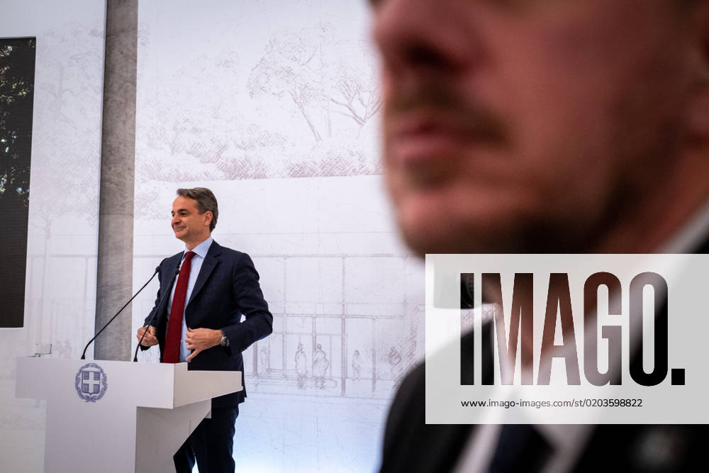 GREECE - ATHENS - PRESENTATION OF THE ARCHITECTURAL PLAN FOR THE EXPANSION AND UPGRADE OF THE NATIONAL ARCHAEOLOGICAL MUSEUM WITH THE PRIME MINISTER KYRIAKOS MITSOTAKIS Greece, Athens on 2023-02-15. Greek Prime Minister Kyriakos Mitsotakis attends and speaks at the presentation of the architectural plan for the expansion and upgrading of the National Archaeological Museum. Photograph by Martin Bertrand. Grece, Athenes le 2023-02-15. Le Premier Ministre Grec Kyriakos Mitsotakis assiste et prend la parole lors de la presentation du plan architectural d agrandissement et de mise a niveau du Musee Archeologique National. Photographie de Martin Bertrand. Athens Greece