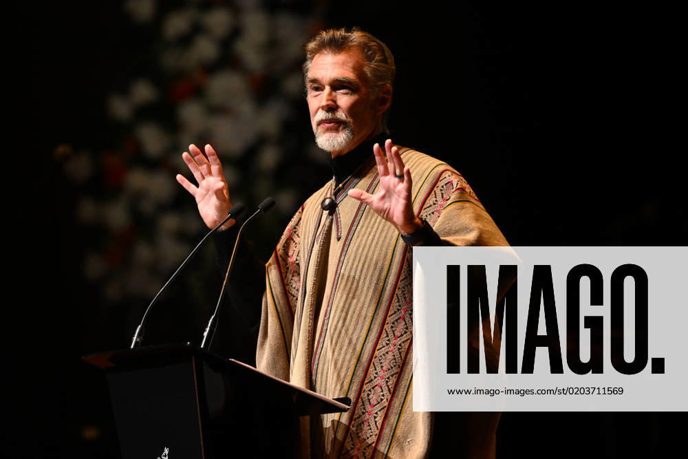 OLIVIA NEWTON JOHN STATE MEMORIAL, Husband John Easterling during a state memorial service for Olivia Newton-John at Hamer Hall in Melbourne, Sunday, February 26, 2023. ( NO ARCHIVING, , NO USE IN BOOKS WITHOUT CONSENT MELBOURNE VIC AUSTRALIA