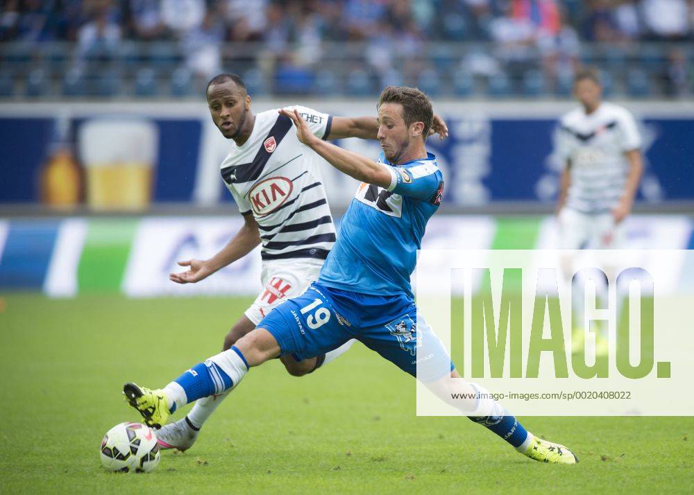 - GENT, BELGIUM: Gent s Brecht Dejaegere (R) fights for the ball during the gala match between Belgian first league soccer team KAA Gent and French Girondins de Bordeaux, Sunday 12 July 2015, in Gent. JASPERxJACOBS x04663168x