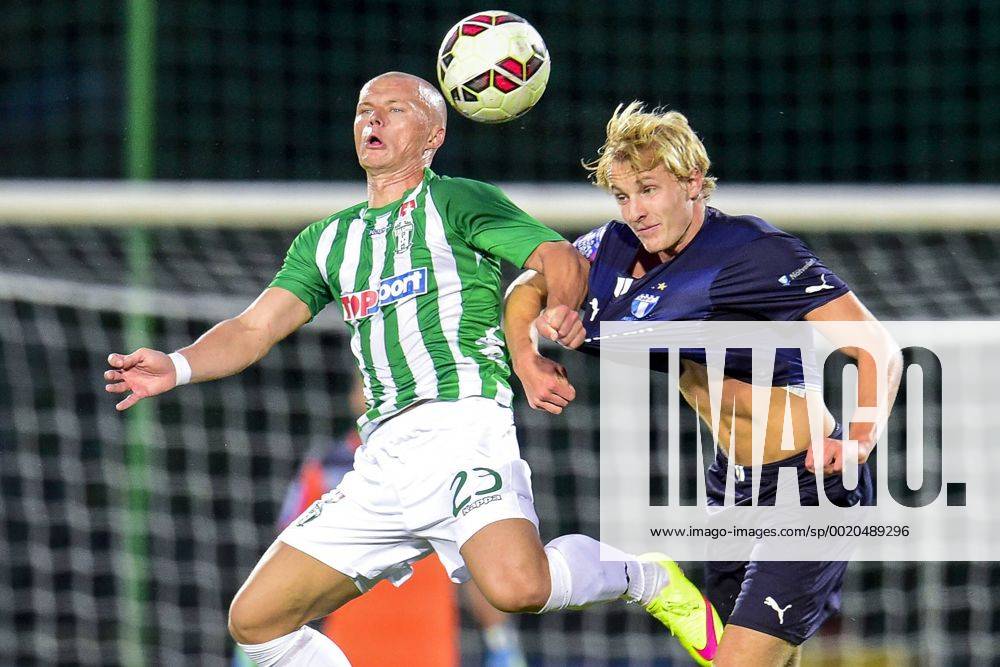 Vilnius, Litauen - 150721 Zalgiris Darvydas Sernas and Malmö FFs Franz Brorsson - - Zalgiris Vilnius VMFD vs Malmö FF - Champions League den 21 juli 2015 Vilnius. .Foto: LUDVIG THUNMAN BILDBYRAN kod LT 35107 News - July 21, 2015 - ZUMAb138