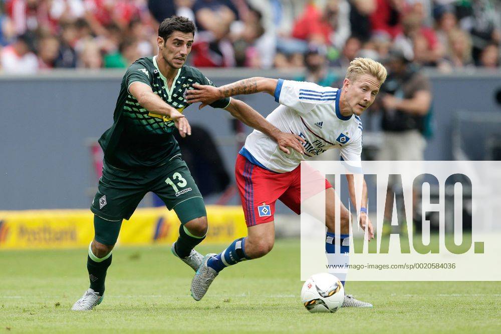 (L-R) Lars Stindl of Borussia Monchengladbach, Lewis Holtby of Hamburger SV during the Telekom Cup friendly match between Borussia Monchengladbach and Hamburger SV on July 12, 2015 at the Borussia Park stadium in Monchengladbach, Germany. Borussia Monchengladbach v Hamburger SV Telekom Cup 2015 2015 2016 IMAGESx VerhoevenxIVx 4147459
