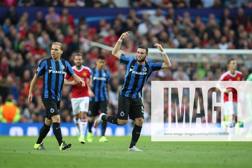 - MANCHESTER, UNITED KINGDOM: Club s Tuur Dierckx celebrates after a goal during a soccer game between British club Manchester United ManU FC and Belgian team Club Brugge KV in Manchester, United Kingdom, Tuesday 18 August 2015, the first leg of the play-offs for the UEFA Champions League competition. BRUNOxFAHY x04682693x
