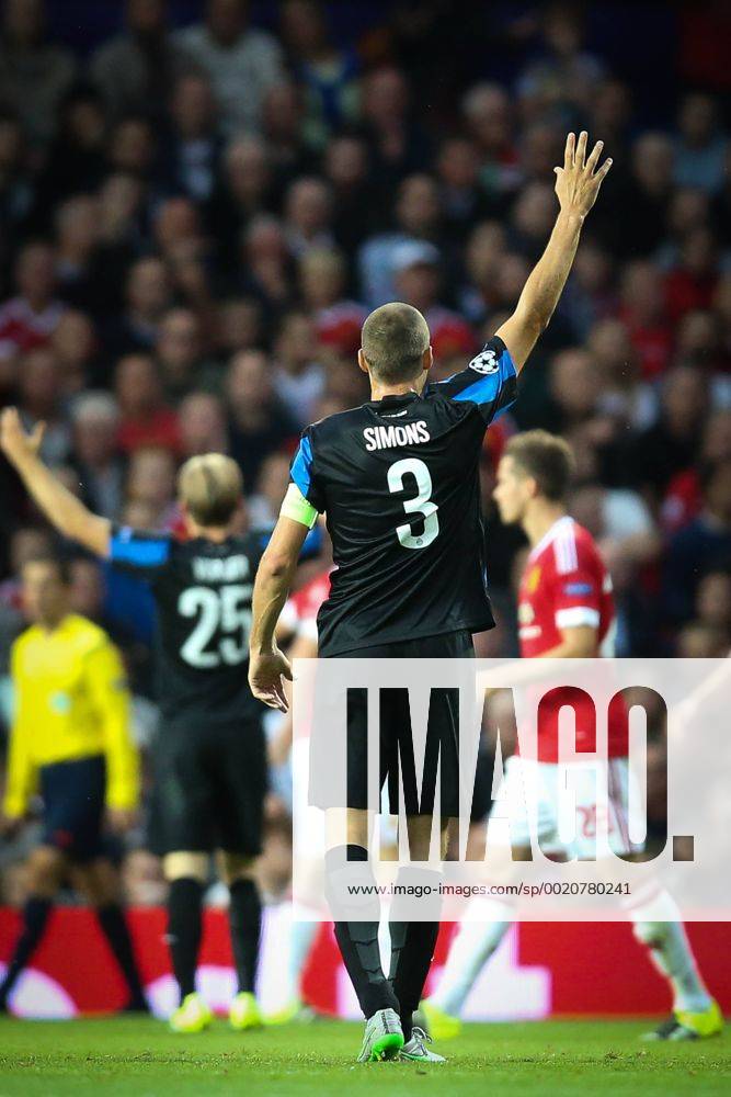 - MANCHESTER, UNITED KINGDOM: Club s Timmy Simons gestures during a soccer game between British club Manchester United ManU FC and Belgian team Club Brugge KV in Manchester, United Kingdom, Tuesday 18 August 2015, the first leg of the play-offs for the UEFA Champions League competition. BRUNOxFAHY x04682721x