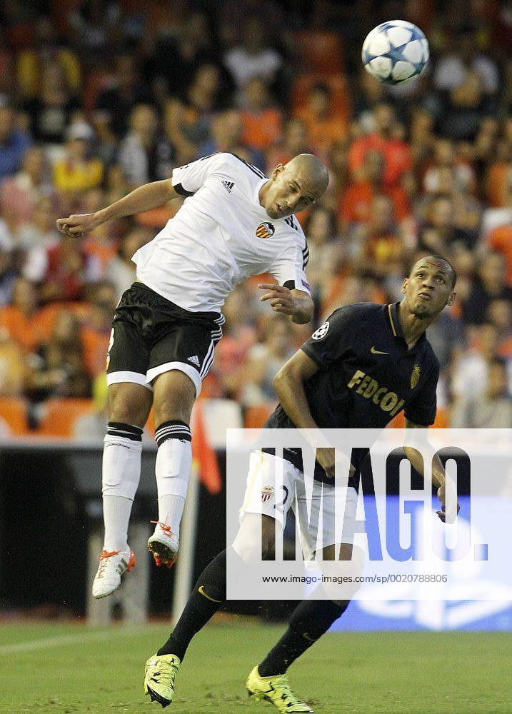 Valencia s Sofiane Feghouli (l) and AS Monaco FC s Fabinho during Champions League 2015 2016 Play-Offs 1st leg match. August 19,2015. (2015081907)