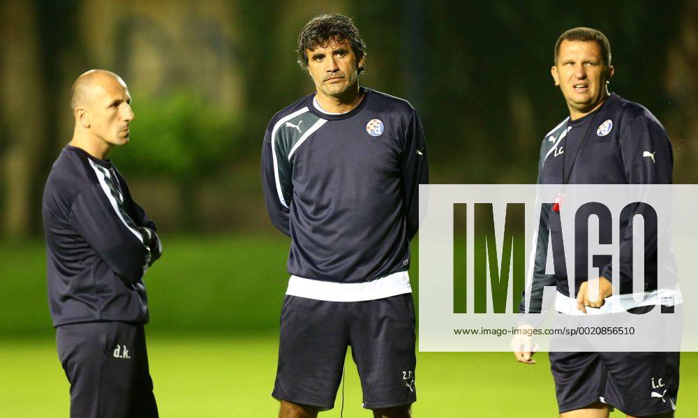 UEFA Champions League play-offs - second leg - GNK Dinamo - training 24.08.2015., Zagreb, Croatia - Head Coach Zoran Mamic, Damir Krznar and Igor Cvitanovic of GNK Dinamo during a training session ahead of their UEFA Champions League play-offs second leg against KF Skenderbeu. SlavkoxMidzor PIXSELL