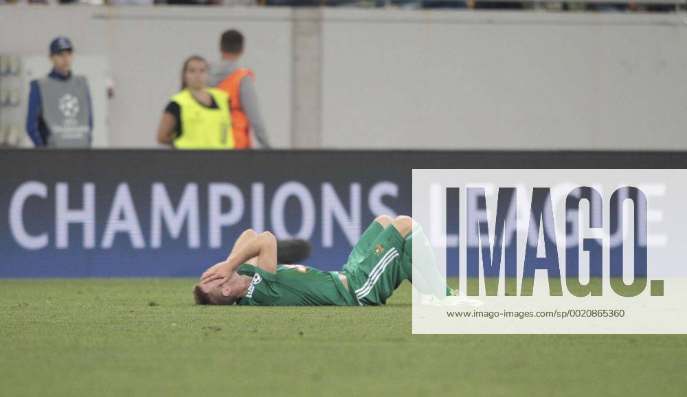 SOCCER - CL play off, Shakhtar vs Rapid LVIV,UKRAINE,25.AUG.15 - SOCCER - UEFA Champions League, play off, FC Shakhtar Donetsk vs SK Rapid Wien. Image shows the disappointment of Robert Beric (Rapid). Keywords: Wien Energie. GEPAxpictures xPhilippxBrem