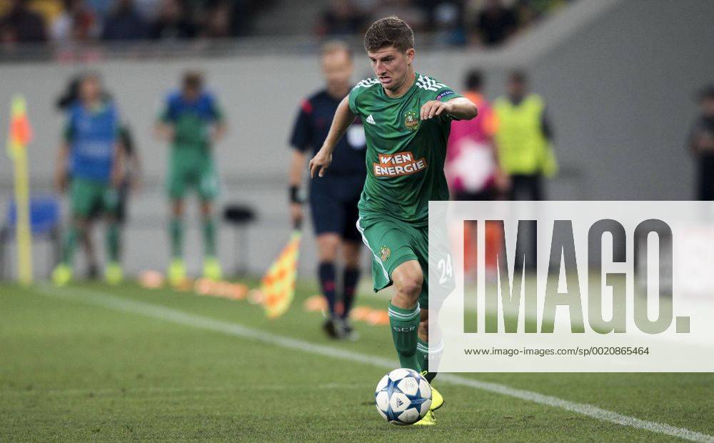 SOCCER - CL play off, Shakhtar vs Rapid LVIV,UKRAINE,25.AUG.15 - SOCCER - UEFA Champions League, play off, FC Shakhtar Donetsk vs SK Rapid Wien. Image shows Stephan Auer (Rapid). Keywords: Wien Energie. GEPAxpictures xPhilippxBrem