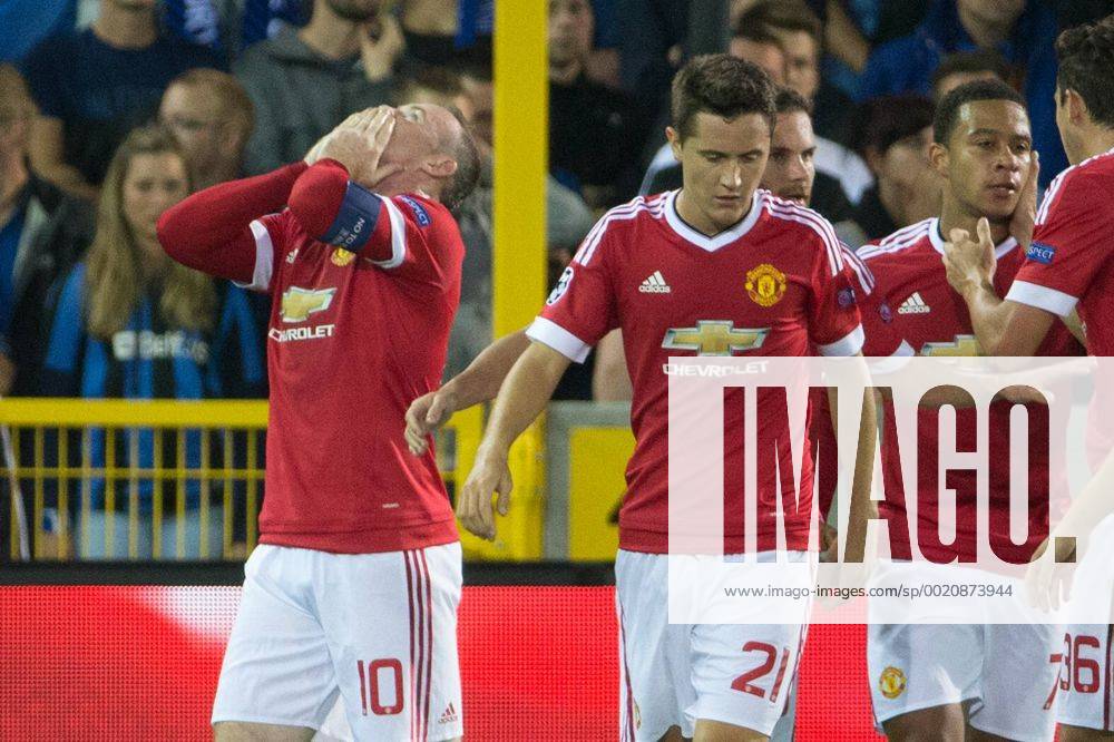 - BRUGGE, BELGIUM: Manchester s Wayne Rooney (L) celebrates with his teammates after scoring during a soccer game between Belgian first league team Club Brugge KV and British club Manchester United ManU FC in Brugge, Wednesday 26 August 2015, the return game of the play-offs of the UEFA Champions League competition. Manchester United won the first leg 3-1. KURTxDESPLENTER x04687516x