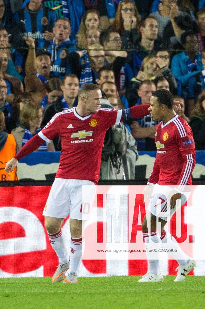 - BRUGGE, BELGIUM: Manchester s Wayne Rooney (L) celebrates with his teammates after scoring during a soccer game between Belgian first league team Club Brugge KV and British club Manchester United ManU FC in Brugge, Wednesday 26 August 2015, the return game of the play-offs of the UEFA Champions League competition. Manchester United won the first leg 3-1. KURTxDESPLENTER x04687524x