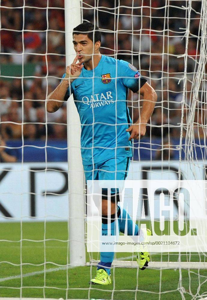 IPP20150916 Football - soccer: UEFA Champions League, AS Rom - Barcellona, esultanza di Luis Suarez (Hinweis: Verwendung nur in Deutschland - only Germany) ZWEIx PhotoxPressx