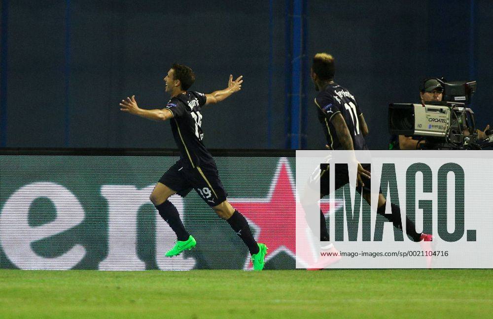 SOCCER - CL, Zagreb vs Arsenal ZAGREB,CROATIA,16.SEP.15 - SOCCER - UEFA Champions League, group stage, GNK Dinamo Zagreb vs FC Arsenal. Image shows the rejoicing of Josip Pivaric (Zagreb). GEPAxpictures Klansek