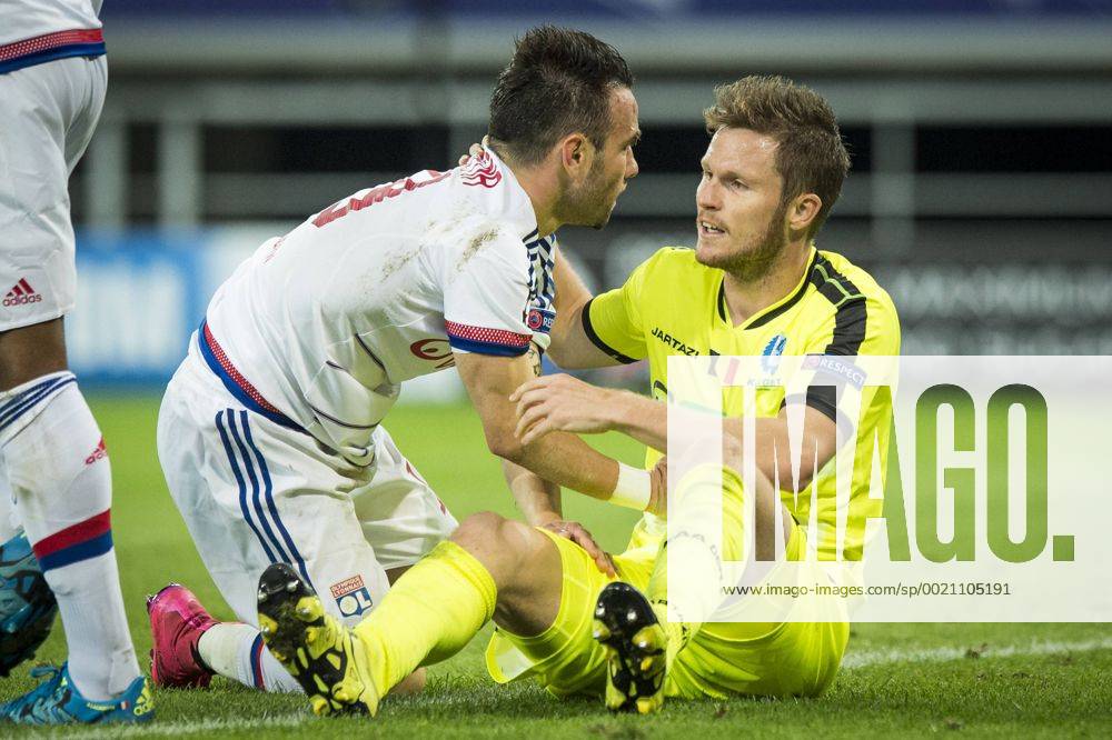 - GENT, BELGIUM: Lyon s Mathieu Valbuena and Gent s Lasse Nielsen pictured in action during the first game in the group stage of the Uefa Champions League competition, in group H, between Belgian first league soccer team KAA Gent and Olympique Lyon, in Gent, Wednesday 16 September 2015. JASPERxJACOBS x04701631x