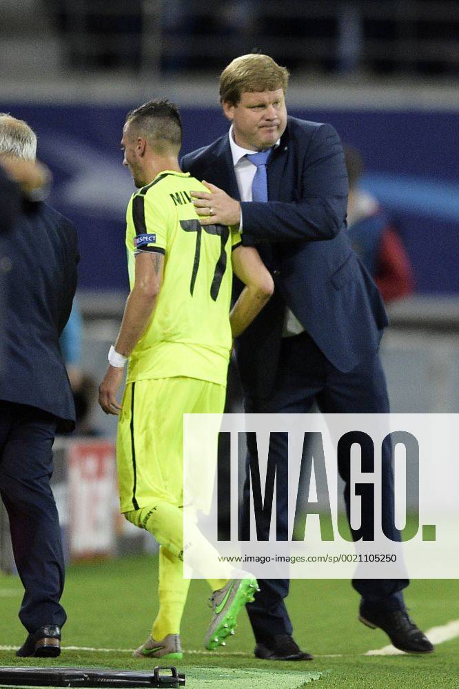 - GENT, BELGIUM: Gent s Danijel Milicevic and Gent s head coach Hein Vanhaezebrouck pictured during the first game in the group stage of the Uefa Champions League competition, in group H, between Belgian first league soccer team KAA Gent and Olympique Lyon, in Gent, Wednesday 16 September 2015. YORICKxJANSENS x04701633x