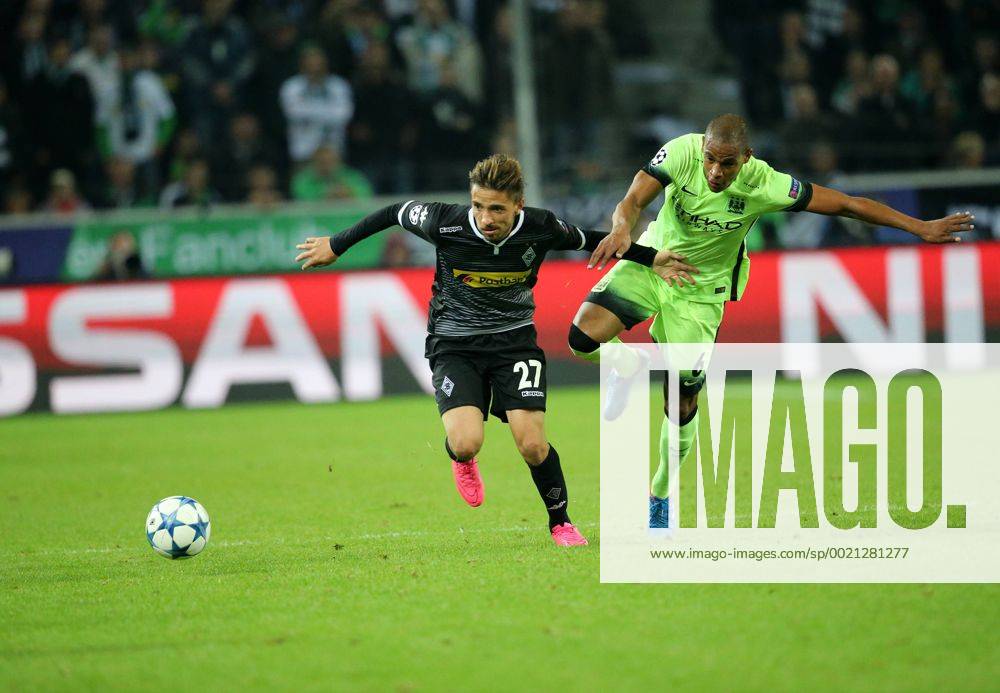 Mönchengladbach , Fussball, UEFA Champions League, Saison 2015 2016, Gruppe D, Spieltag 2, Borussia Mönchengladbach vs Manchester City FC, 30.09.2015, Borussia Park, Mönchengladbach, Julian Korb, Fernando,