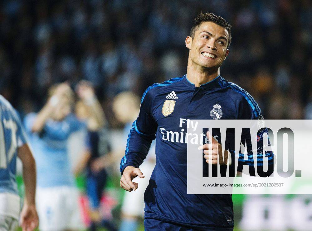 Real Madrids Cristiano Ronaldo jublar efter 2-0 malet during UEFA CHAMPIONS LEAGUE 2015 2016 match between Malmö FF and Real Madrid. xNILSSONxDANIELx AB88030448