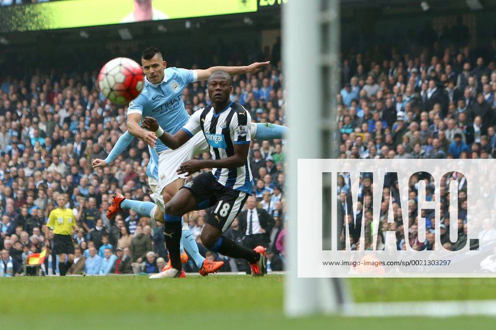 Sergio Aguero of Manchester City scores his sides fifth goal - Manchester City vs Newcastle - Barclay s Premier League - Etihad Stadium - Manchester - 01 10 2015 Pic Philip Oldham SportImage .
