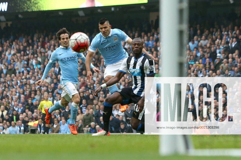 Sergio Aguero of Manchester City scores his sides fifth goal - Manchester City vs Newcastle - Barclay s Premier League - Etihad Stadium - Manchester - 01 10 2015 Pic Philip Oldham SportImage .