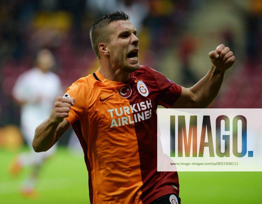 UEFA Champions League Group C football match between Galatasaray and Benfica at Turk Telekom Arena in Istanbul, Turkey, 21 October 2015. Final Score: Galatasaray 2 - Benfica 1 Pictured: Lukas Podolski of Galatasaray .