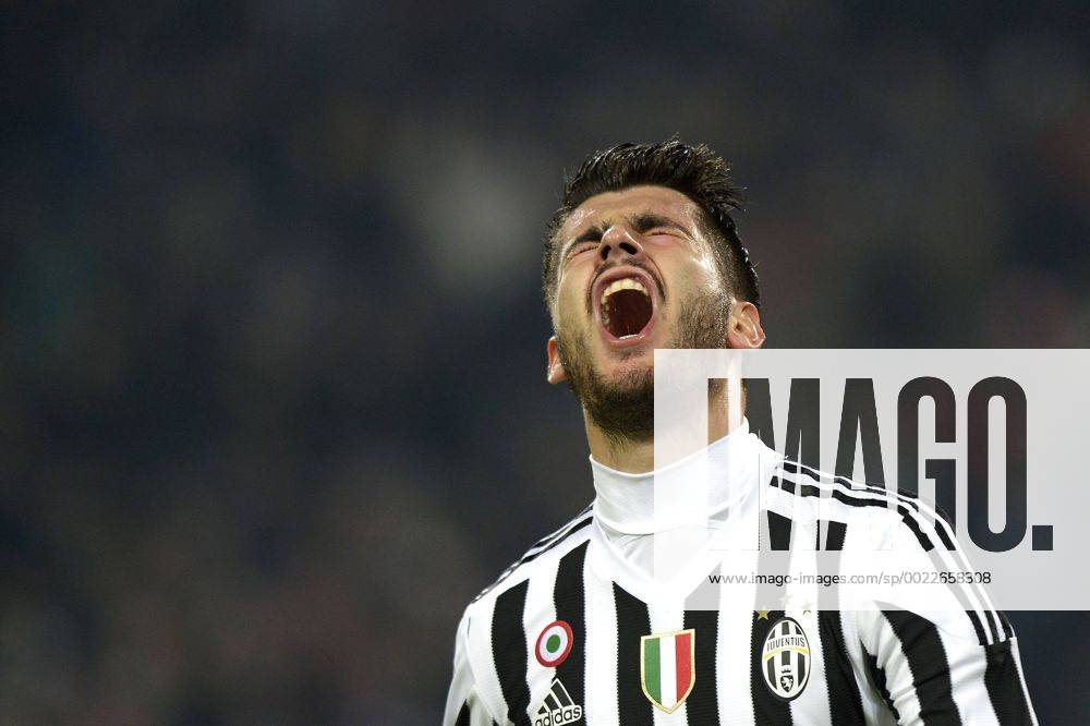 Alvaro Morata Juventus 2-0, goal celebration, Torino 27-01-2016, Juventus Stadium, Football Calcio 2015 2016 Coppa Italia, Juventus - Inter, filippoxalfero