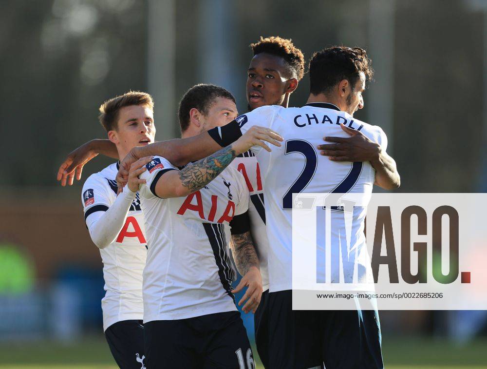 Tottenham s Nacer Chadli celebrates scoring his sides third goal FA Cup Fourth Round - Colchester United vs Tottenham Hotspur - Weston Homes Community Stadium -England -29th January 2016 - Picture David Klein Sportimage .