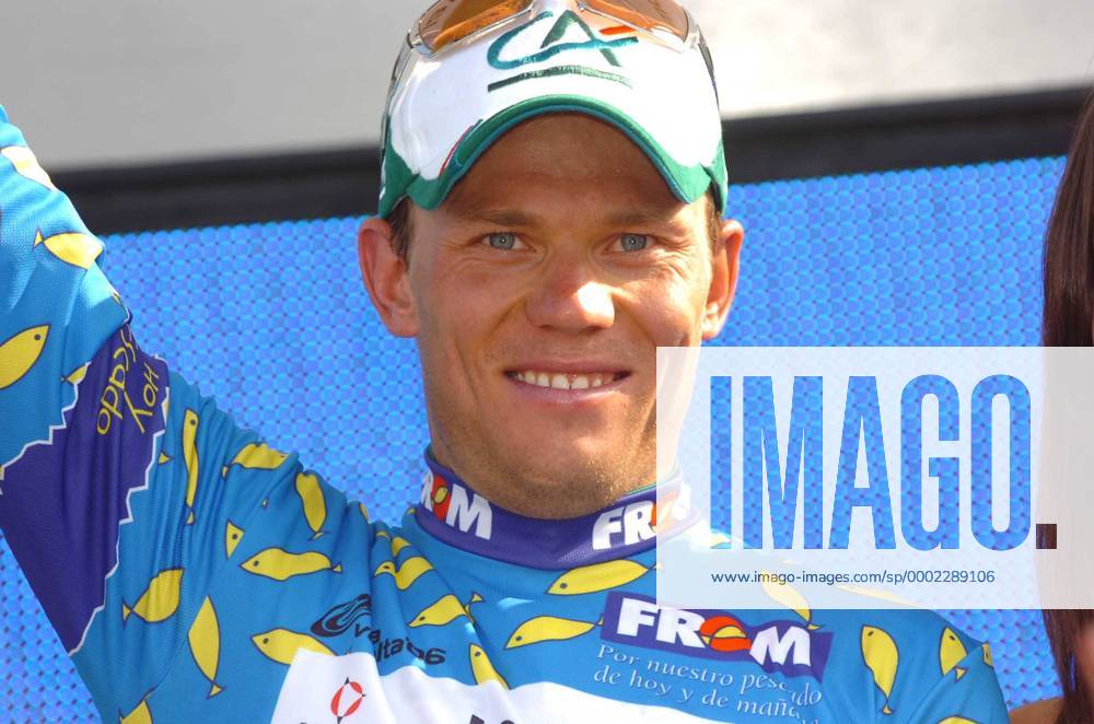 Thor Hushovd (Norwegen Credit Agricole) bei der Siegerehrung zur 10. Etappe der Vuelta 2006 - Radsport Herren Vuelta a Espana 2006, Spanienrundfahrt, ProTour, Straßenradsport, Rad Porträt 10. Etappe: Aviles - Museo de Altamira Radsport Herren Vuelta a Espana 2006, Spanienrundfahrt, ProTour, Straßenradsport, Rad Porträt 10. Etappe: Aviles - Museo de Altamira