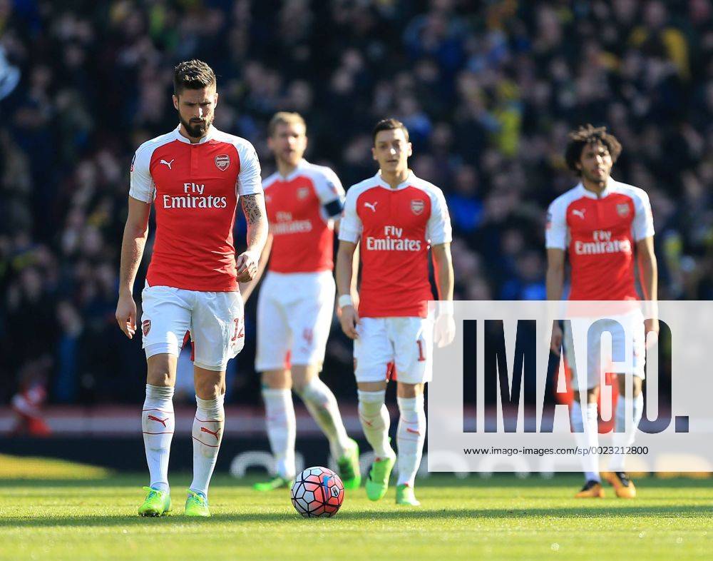 Arsenal s Olivier Giroud looks on dejected after Watford s Odion Ighalo scores his sides opening goal during the Emirates FA Cup match at The Emirates Stadium. Photo credit should read: David Klein Sportimage .