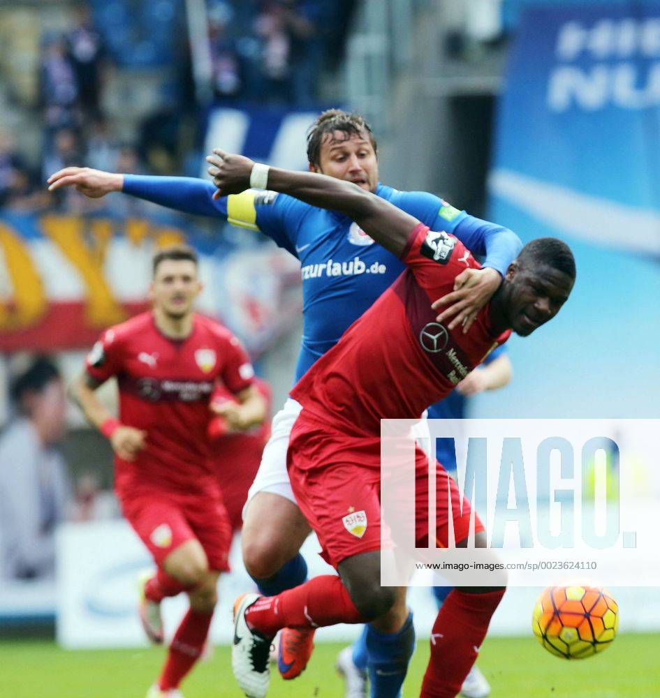 FC Hansa Rostock - VfB Stuttgart II Deutschland, Rostock, 16.04.2016, Fussball, 3.Liga, Saison 2015 2016, 34. Spieltag, FC Hansa Rostock - VfB Stuttgart II (2:0): v.l. Marcel Ziemer (FC Hansa Rostock), Stephen Sama (VfB Stuttgart II).