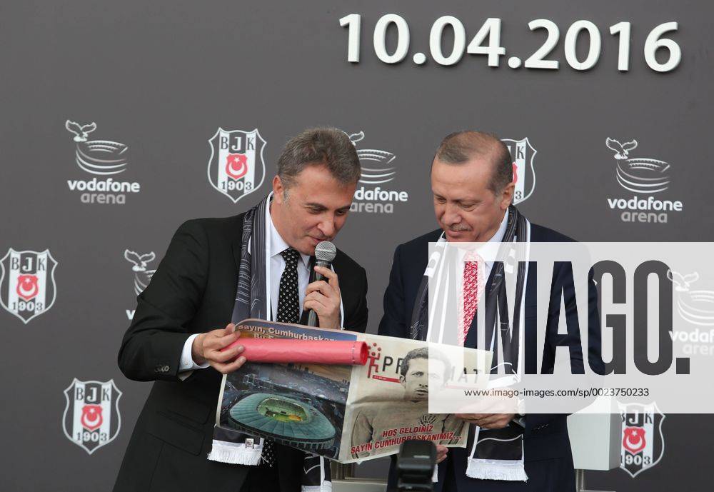 Turkish President Recep Tayyip Erdogan and Besiktas Sports Club President Fikret Orman inaugurated Vodafone Arena Inonu Stadium, the brand new Istanbul waterfront stadium of the Besiktas. 15349524