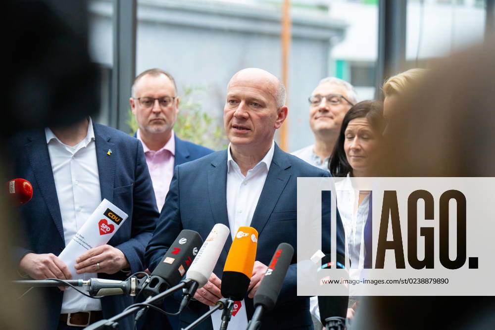Koalitionsverhandlungen, Kai Wegner, CDU, Landesvorsitzender Franziska Giffey, SPD, Regierende Bürgermeisterin von Berlin, Stefan Evers, CDU, Kai Wegner, CDU, Landesvorsitzender der CDU Berlin, Raed Saleh, SPD, Vorsitzender der SPD Berlin, Koalitionsverhandlungen zwischen CDU und SPD Berlin Berlin GER