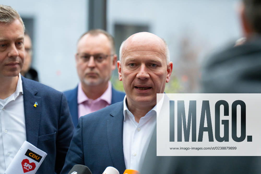 Koalitionsverhandlungen, Kai Wegner, CDU, Landesvorsitzender Franziska Giffey, SPD, Regierende Bürgermeisterin von Berlin, Stefan Evers, CDU, Kai Wegner, CDU, Landesvorsitzender der CDU Berlin, Raed Saleh, SPD, Vorsitzender der SPD Berlin, Koalitionsverhandlungen zwischen CDU und SPD Berlin Berlin GER