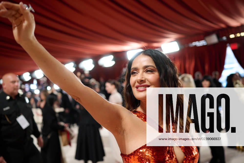 Salma Hayek arrives on the red carpet of The 95th Oscars® at the Dolby® Theatre at Ovation Hollywood on Sunday