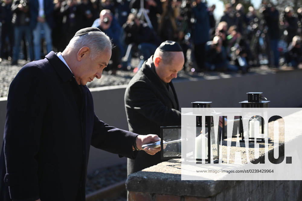 Berlin, Benjamin Netanyahu und Olaf Scholz besuchen das Mahnmal Gleis 17 in Berlin-Grunewald Bundeskanzler Olaf Scholz und der Ministerpräsident des Staates Israel Benjamin Netanyahu besuchen am 16.03.2023 gemeinsam das Mahnmal Gleis 17 in Berlin-Grunewald. Berlin Berlin Deutschland