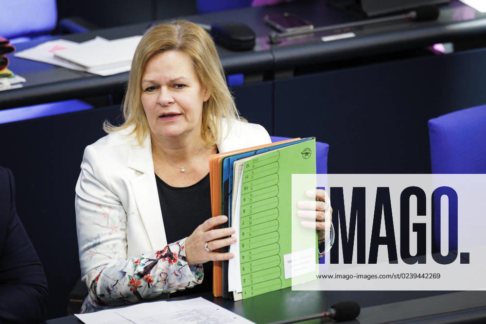 Nancy Faeser, Bundesministerin fuer Inneres und Heimat, (SPD) aufgenommen im Rahmen der 91. Sitzung im Deutschen Bundestag in Berlin, 16.03.2023. Berlin Deutschland