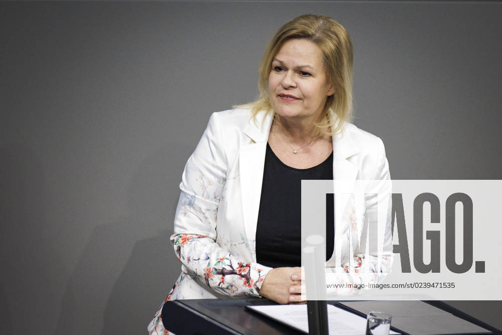 Nancy Faeser, Bundesministerin fuer Inneres und Heimat, SPD, haelt eine Rede im Rahmen der 91. Sitzung im Deutschen Bundestag in Berlin, 16.03.2023. Berlin Deutschland