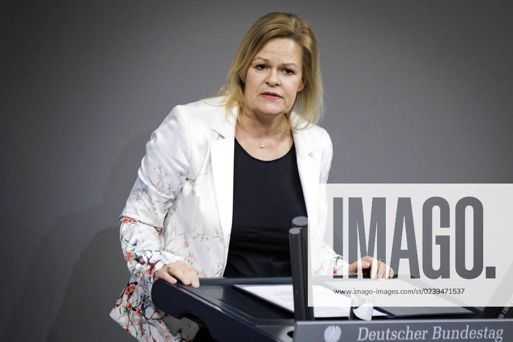 Nancy Faeser, Bundesministerin fuer Inneres und Heimat, SPD, haelt eine Rede im Rahmen der 91. Sitzung im Deutschen Bundestag in Berlin, 16.03.2023. Berlin Deutschland