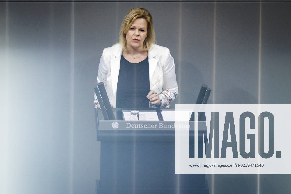 Nancy Faeser, Bundesministerin fuer Inneres und Heimat, SPD, haelt eine Rede im Rahmen der 91. Sitzung im Deutschen Bundestag in Berlin, 16.03.2023. Berlin Deutschland