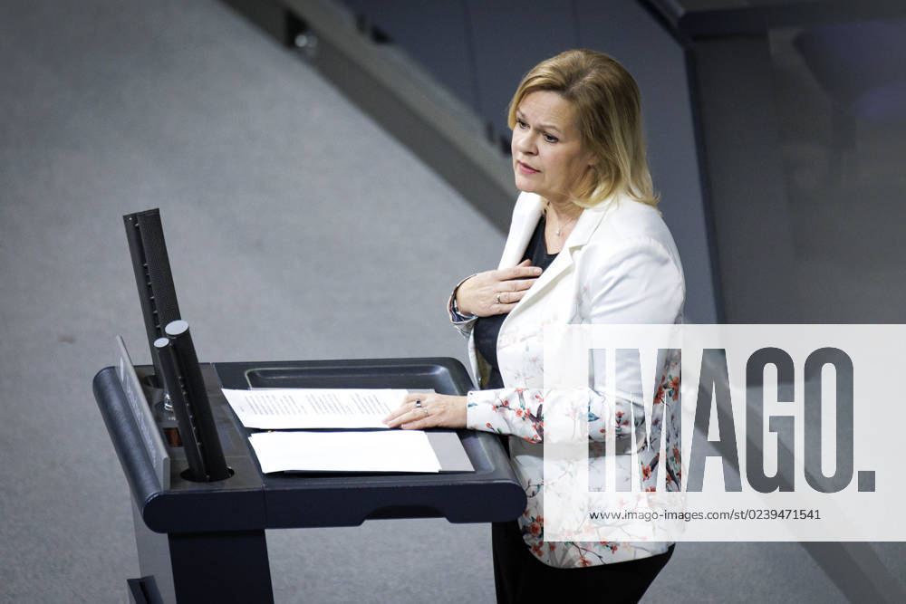 Nancy Faeser, Bundesministerin fuer Inneres und Heimat, SPD, haelt eine Rede im Rahmen der 91. Sitzung im Deutschen Bundestag in Berlin, 16.03.2023. Berlin Deutschland