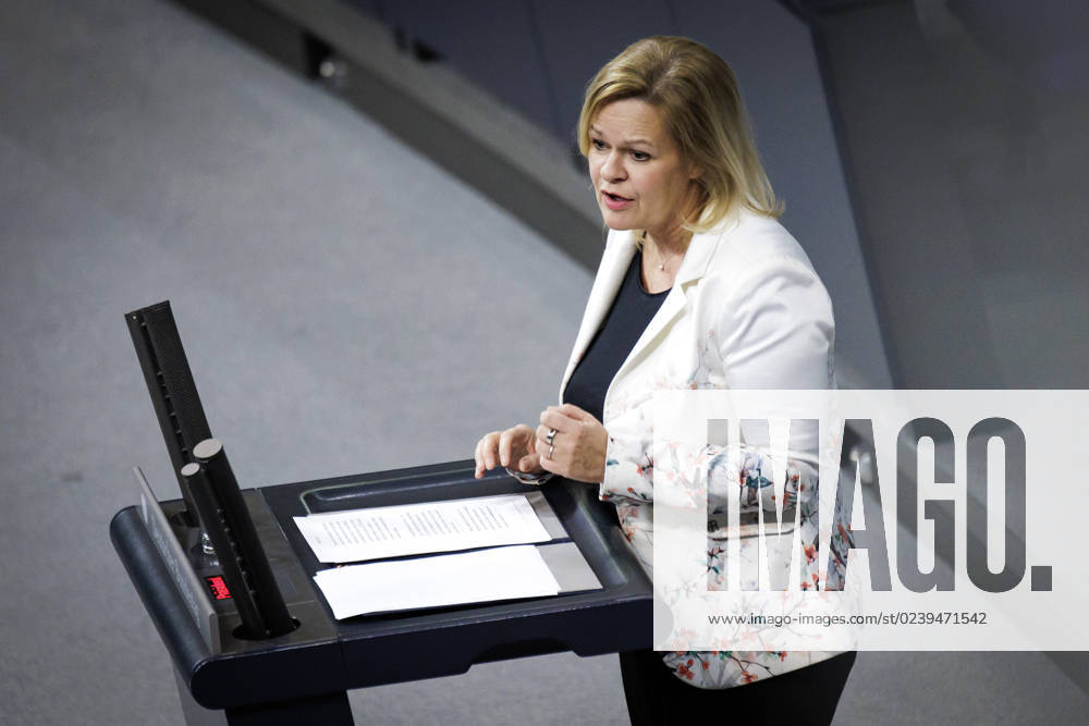 Nancy Faeser, Bundesministerin fuer Inneres und Heimat, SPD, haelt eine Rede im Rahmen der 91. Sitzung im Deutschen Bundestag in Berlin, 16.03.2023. Berlin Deutschland
