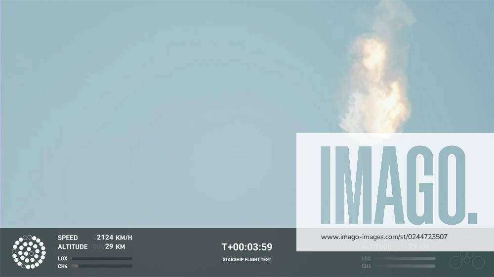 KW16 SpaceX s Starship lifts off on the first flight test of a fully integrated Starship and Super Heavy rocket from Starbase in Boca Chica, Texas, on Thursday, April 20, 2023. Starship experienced a rapid unscheduled disassembly before stage separation. Shortly after the launch, SpaceX CEO Elon Musk tweeted, Learned a lot for next test launch in a few months. WAX2023042008 SPACEX