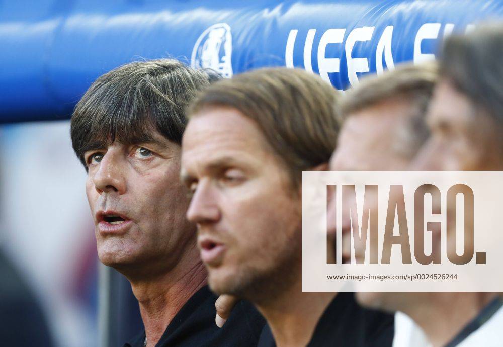 DFB Bundestrainer Joachim Jogi LOEW, LÖW, Thomas SCHNEIDER, DFB Co-Trainer, Assistenztrainer, Andreas KOEPKE , Torwarttrainer DFB , Dr. Hans-Wilhelm Müller-Wohlfahrt, DFB Mannschaftsarzt, singt, singen Hymne, Nationalhymne, Song, Deutschlandlied GERMANY - ITALY Quarterfinal,Football European Championships EURO at 02 nd of July, 2016 in Bordeaux, France. Fussball, Nationalteam, Italien Deutschland, Viertelfinale