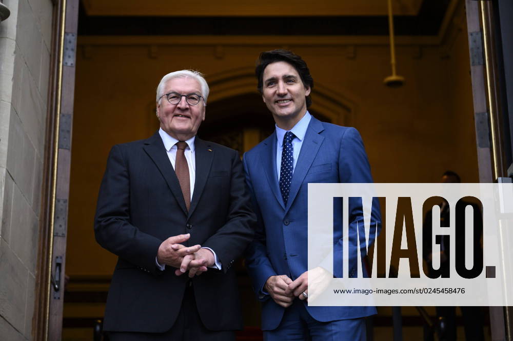 Ottawa, ON, CAN: Canada s Prime Minister Justin Trudeau greets President of the Federal Republic of Germany Frank-Walter Steinmeier, on Parliament Hill in Ottawa, on Monday, April 24, 2023. Ottawa CAN - ZUMAc35_ 20230424_zaf_c35_002
