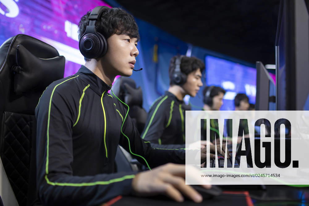 Young Chinese men playing esports Beijing China