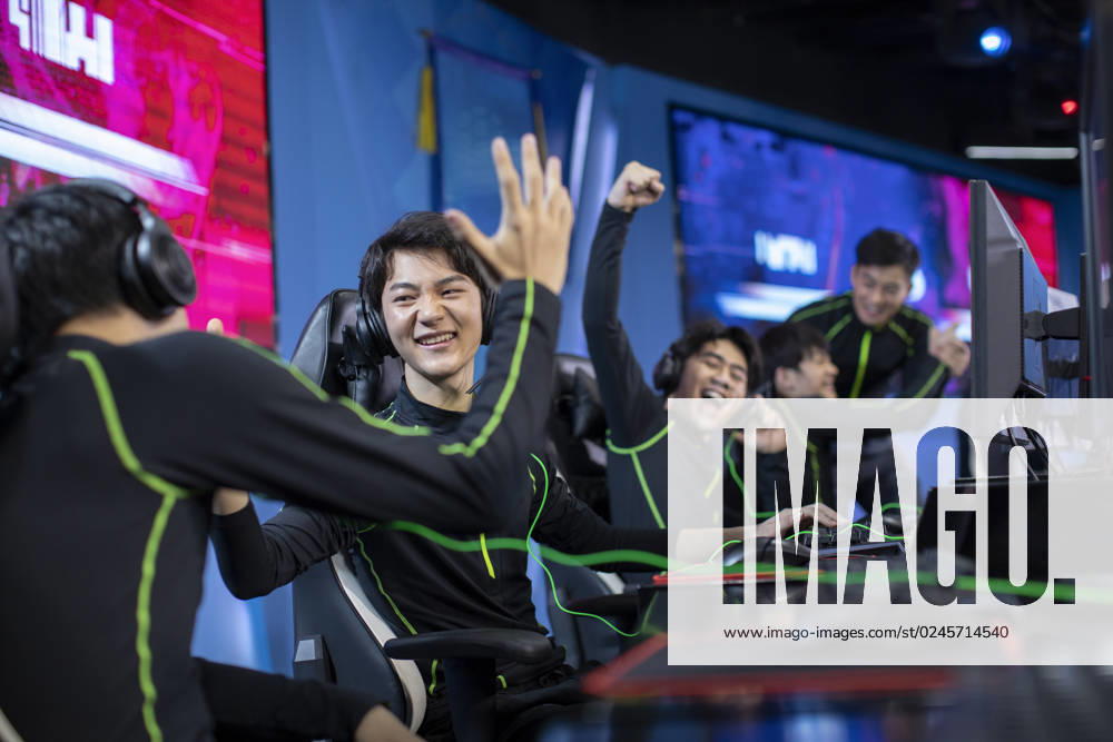 Young Chinese men playing esports Beijing China