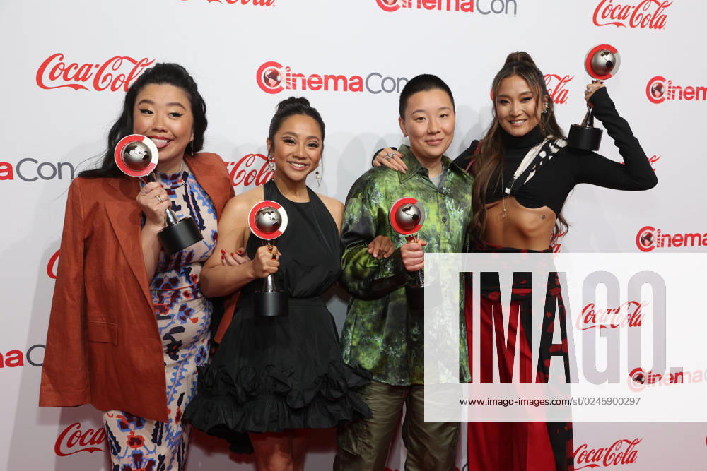 Cast members of Joy Ride , Sherry Cola, Stephanie Hsu, Sabrina Wu and Ashley Park, recepients of the Comedy Ensemble Award arrive for the CinemaCon 2023 Big Screen Achievement Awards at Caesars Palace, Las Vegas, Nevada on Thursday, April 27, 2023. LAV20230427053 JAMESxATOA