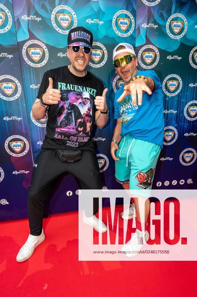 20230430 Mega Park Opening 2023 PALMA, SPAIN - APRIL 30 2023 : Die Atzen - DJ Manny Marc (alias Marc Schneider) - Frauenarzt (Vincente de Teba Költerhoff) at - Mega Park Opening 2023 on April 30, 2023 in Palma, . Palma Baleares Spain
